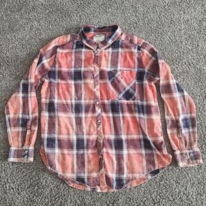 Arizona Jean Co. Amazing Boyfriend Fit Shirt Women XL Pink Multi Plaid Flannel
